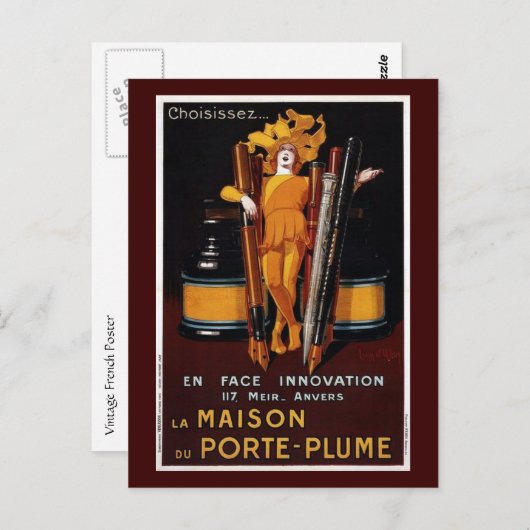 Vintage Füllfederhalter-Werbung Postkarte (Vorne/Hinten)