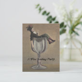 Vintage Fun Lady in Party Einladungen aus Weinglas (Stehend Vorderseite)