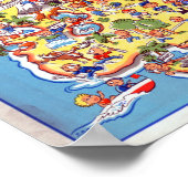 Vintage Fun Map Neuseelands Poster (Ecke)