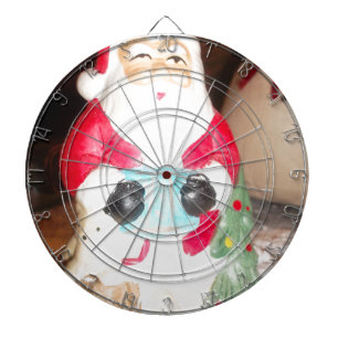 Vintage Fun Santa mit Schnee-Kunstprint Dartscheibe