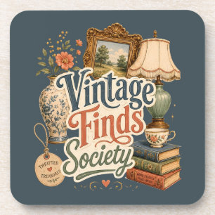 Vintage-Funde Cottagecore-Schätze Blau Getränkeuntersetzer