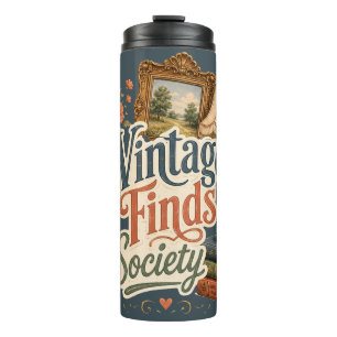 Vintage-Funde Cottagecore-Schätze Blau  Thermosbecher