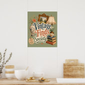 Vintage-Funde Cottagecore-Schätze Grün Poster (Küche)