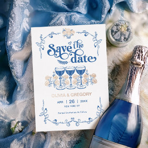 Vintage funkelnder Champagner Save the Date Folieneinladung