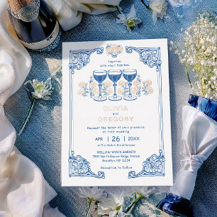 Vintage funkelndes Champagner-Hochzeit Folieneinladung