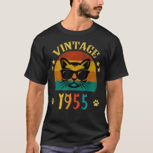 Vintage Funny Cat Geburtstagsgeschenk 1955 Männer  T-Shirt