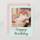 Vintage Funny Cat und Happy Birthday Postcard Postkarte (Vorne/Hinten)