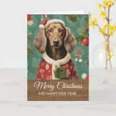 Vintage Funny Dog in Costume Christmas Karte (Gelbe Blume)