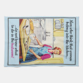 Vintage Funny Feminist Women in Kitchen Geschirrtuch (Horizontal)