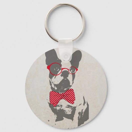 Vintage Funny French Bulldog Schlüsselanhänger (Vorderseite)