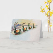 Vintage Funny Frogs Grußkarte Karte (Gelbe Blume)