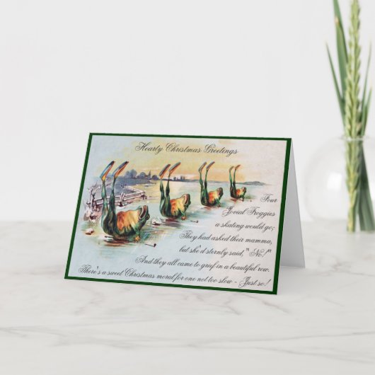 Vintage Funny Frogs Weihnachtsgrüßkarte Feiertagskarte (Vorderseite)
