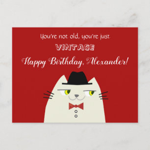 Vintage Funny Male Cat Geburtstag Postkarte