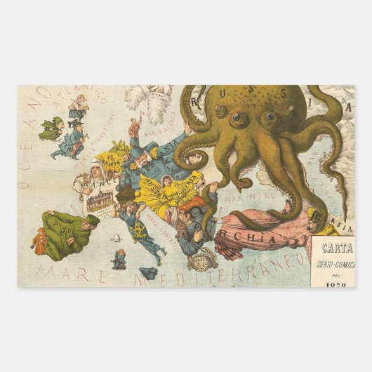 Vintage Funny Map Europa Rechteckiger Aufkleber (Vorderseite)