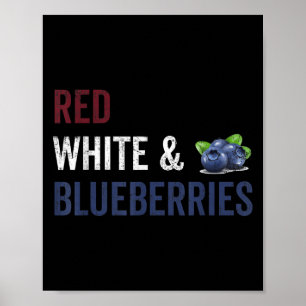 Vintage Funny Red, White und Blueberries Patriot Poster