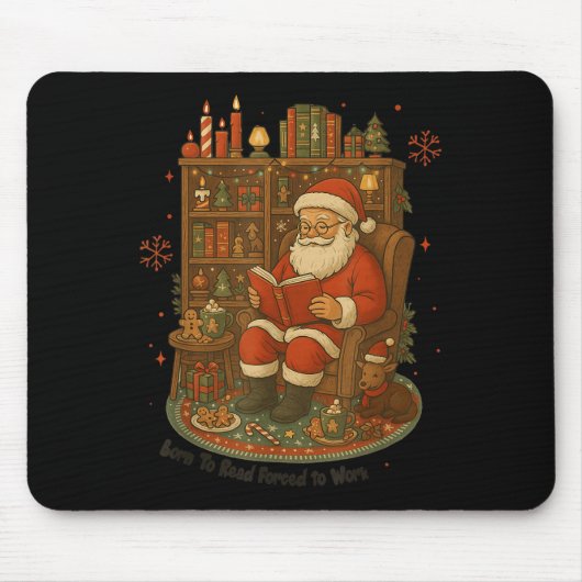 Vintage Funny Santa Reading Book Christmas Bookwor Mousepad (Vorne)