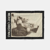 Vintage Funny Smoking Santa Claus Christmas Merry Fleecedecke (Vorderseite (Horizontal))