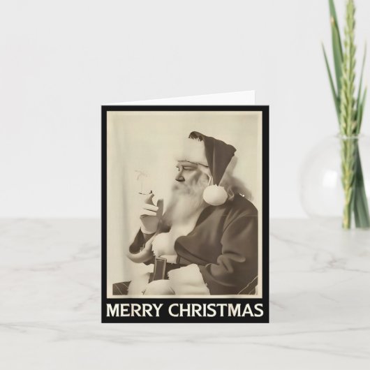 Vintage Funny Smoking Santa Claus Christmas Merry Karte (Vorderseite)