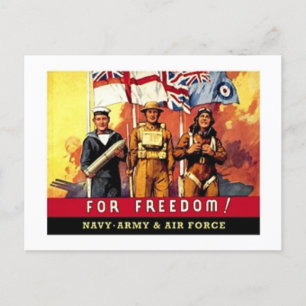 VIntage Für Freiheit Marine, Heer, Luftwaffe Rekru Postkarte