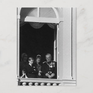 Vintage Fürstenfamilie von Monaco auf Palastbalkon Postkarte