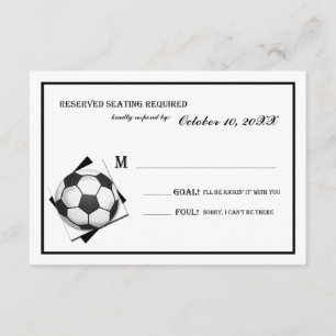 Vintage Fußball-Bar Mitzvah Schwarz-Weiß-Antwort RSVP Karte