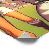 Vintage Fußball-Girl-Illustration Poster (Ecke)