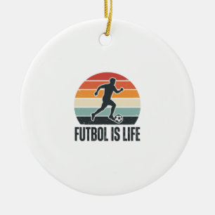 Vintage Fußball Ist Leben Fußballspieler-Shirt-Des Keramik Ornament