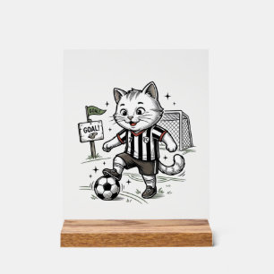 Vintage-Fußball-Katze Gravur-Shirt-Design_1 Acrylschild