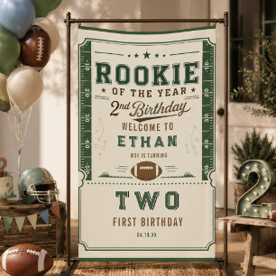 Vintage-Fußball-Neuling 2. Geburtstag Baby Junge Banner