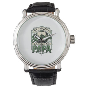 Vintage-Fußball-Papa-Shirt-Design mit Gravur_1 Armbanduhr