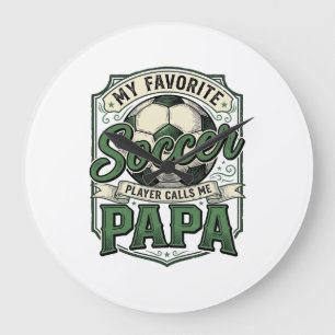 Vintage-Fußball-Papa-Shirt-Design mit Gravur_1 Große Wanduhr