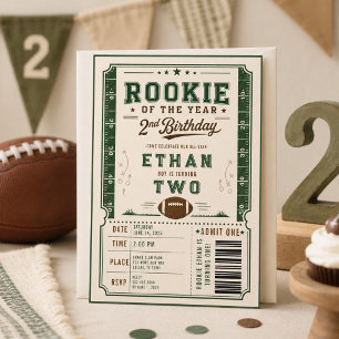 Vintage-Fußball-Rookie 2. Geburtstag Baby-Junge Einladung