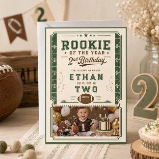 Vintage-Fußball-Rookie 2. Geburtstag Baby-Junge Einladung