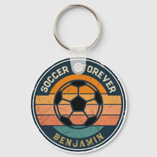 Vintage Fußball-Sonnenuntergang mit individuellem Schlüsselanhänger