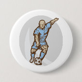 Vintage Fußball-Spielerabbildung Retro-Fußball Button (Vorderseite)