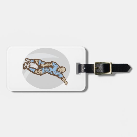 Vintage Fußball-Spielerabbildung Retro-Fußball Gepäckanhänger (Vorderseite horizontal)