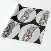 Vintage Fußball-Spielerabbildung Retro-Fußball Geschenkpapier (Ungerollt)
