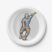 Vintage Fußball-Spielerabbildung Retro-Fußball Pappteller (Vorderseite)