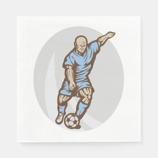 Vintage Fußball-Spielerabbildung Retro-Fußball Serviette (Vorderseite)