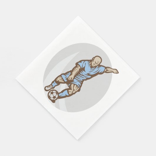 Vintage Fußball-Spielerabbildung Retro-Fußball Serviette (Ecke)