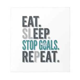 Vintage Fußball Torwart Eat Sleep Stop Goals Shirt Notizblock