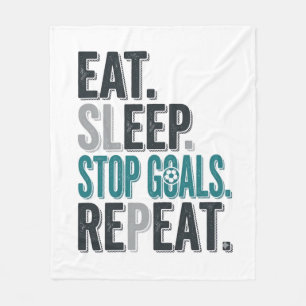 Vintage Fußball-Torwart Eat Sleep Stop Goals T-Shi Fleecedecke