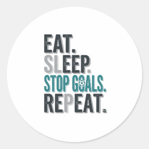 Vintage Fußball-Torwart Eat Sleep Stop Goals T-Shi Runder Aufkleber