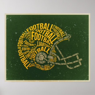 Vintage-Fußballhelm Poster