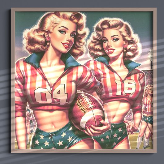 Vintage Fußballmädchen Poster