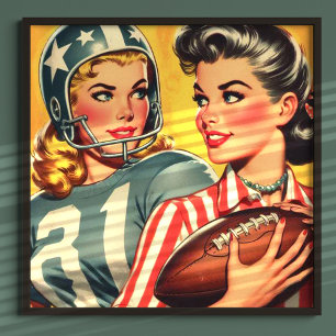 Vintage Fußballmädchen Poster