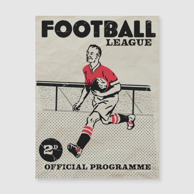 Vintage-Fußballprogramm Magnetkarte (Vorderseite)