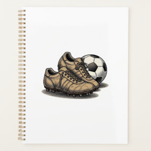 Vintage Fußballschuhe und Ball-Shirt-Design_1 Planer