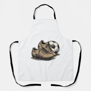 Vintage Fußballschuhe und Ball-Shirt-Design_1 Schürze
