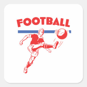 Vintage-Fußballspieler aus den 1950er Jahren Quadratischer Aufkleber